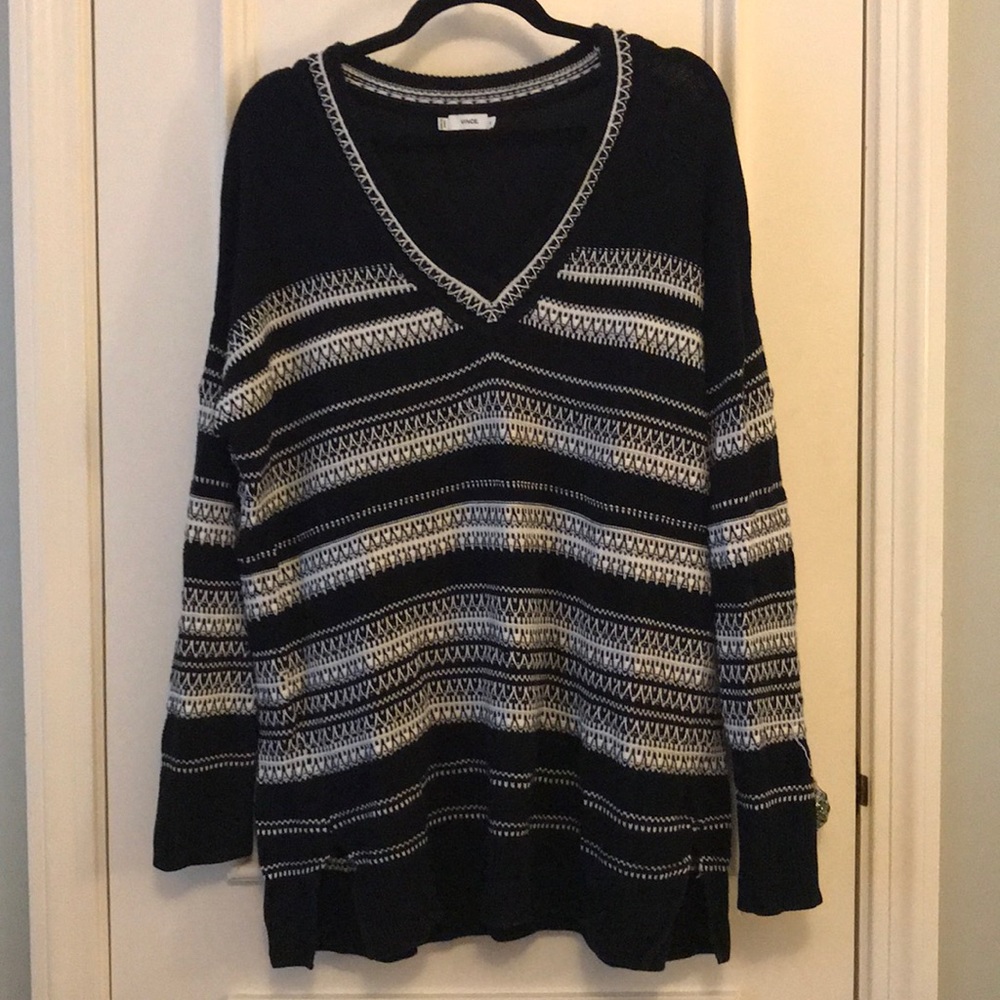 Vince Navy/Black/White Oversized Striped Sweater